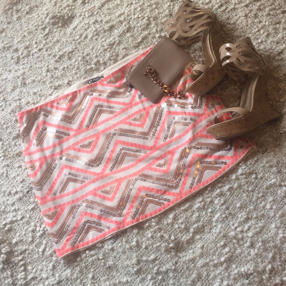 EXPRESS Sequin Tribal Skirt Large - Picture 1 of 3